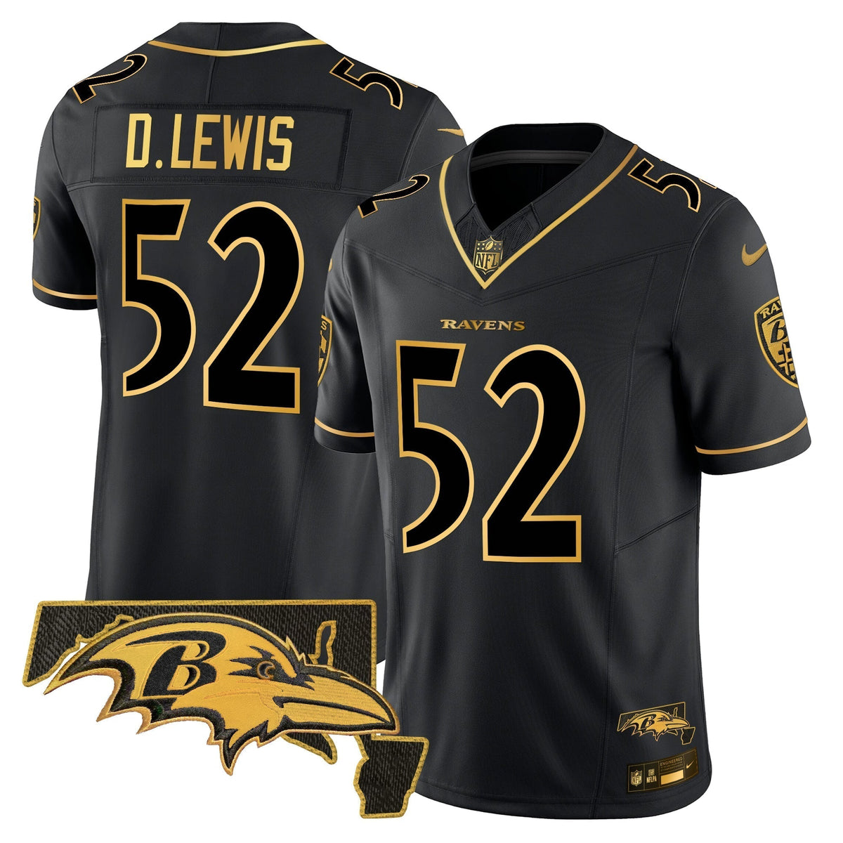 Men???s Ravens 2024 Gold Vapor Limited Jersey ??? All Stitched