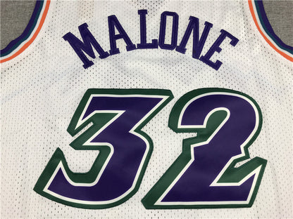 Men's Utah Jazz Karl Malone White 1996-97 Hardwood Classics Swingman Jerseys