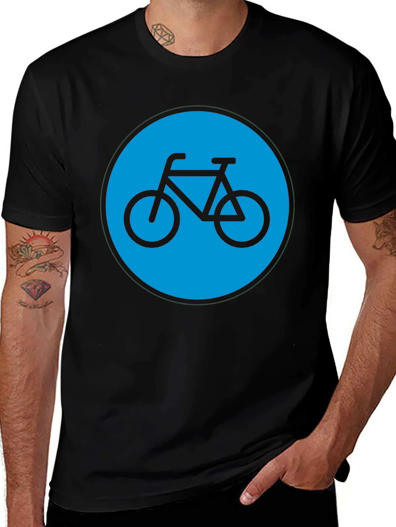 Bike Graphic T-Shirt - Black Cotton Blend Casual Tee