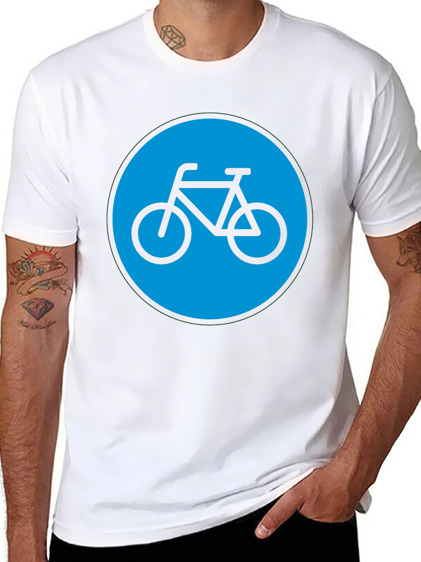 Bike Graphic T-Shirt - Black Cotton Blend Casual Tee