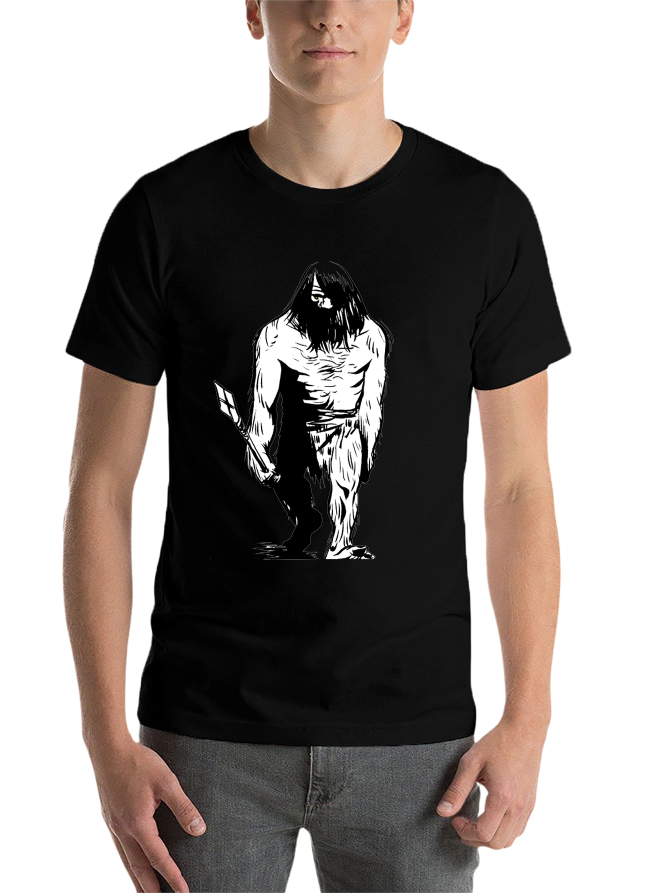 Sasquatch Graphic Tee - Black Cotton Blend T-Shirt