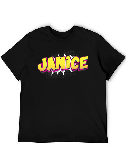 Janice Comic Book Style Black T-Shirt