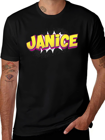 Janice Comic Book Style Black T-Shirt