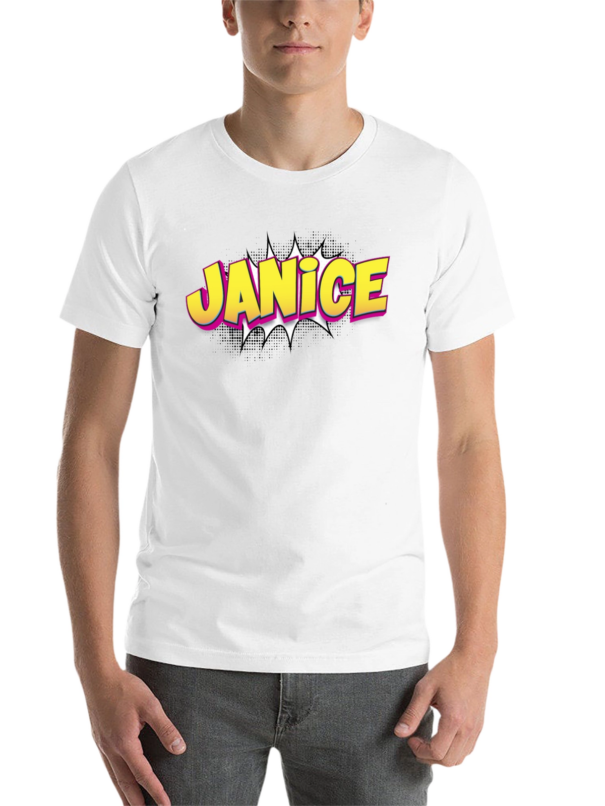 Janice Comic Book Style Black T-Shirt