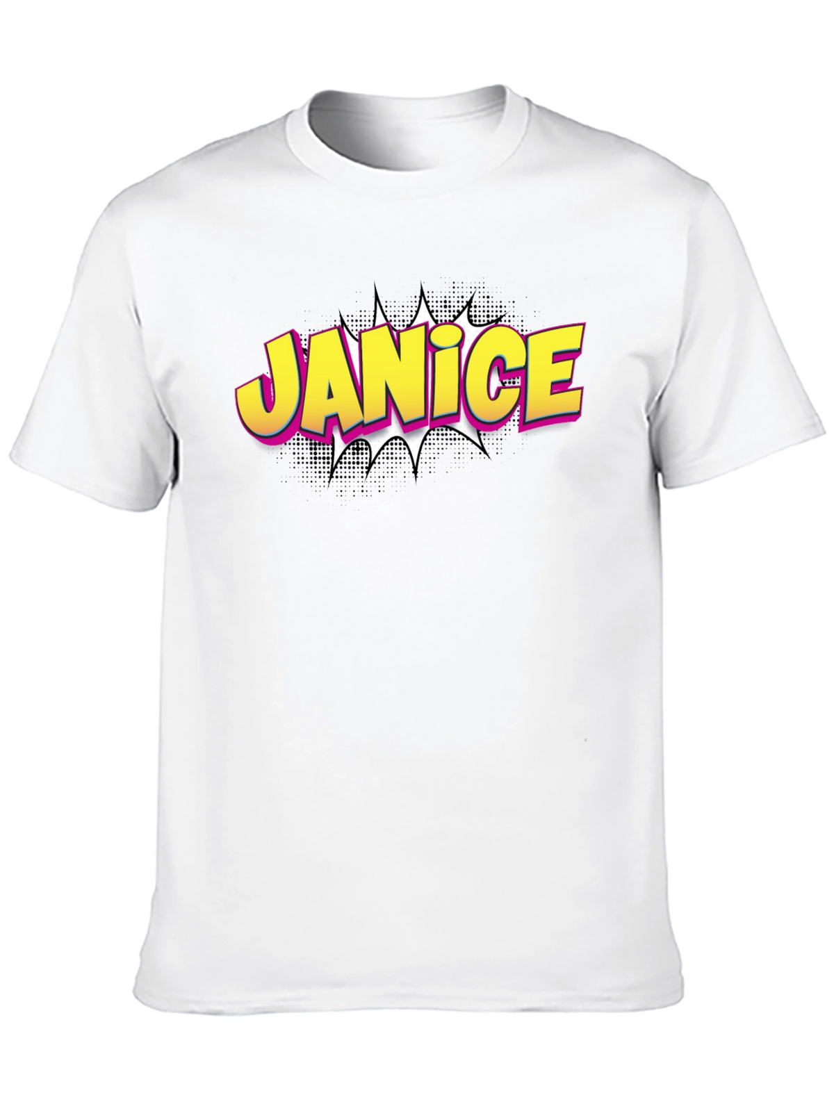 Janice Comic Book Style Black T-Shirt