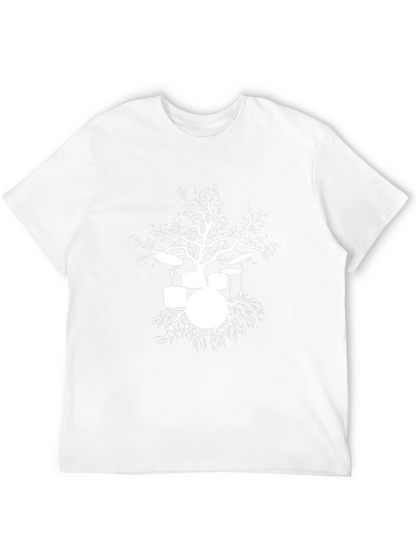 Drum Set Tree Graphic Tee - Black Cotton