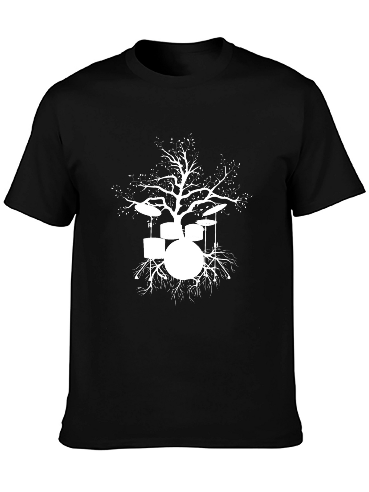 Drum Set Tree Graphic Tee - Black Cotton