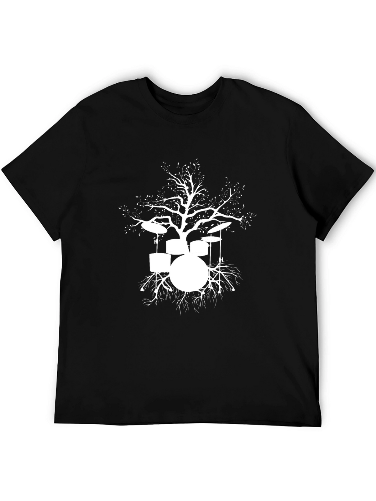 Drum Set Tree Graphic Tee - Black Cotton