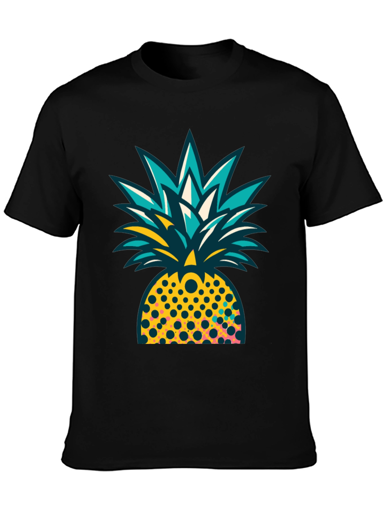 Pineapple Graphic Black T-Shirt - Tropical Design