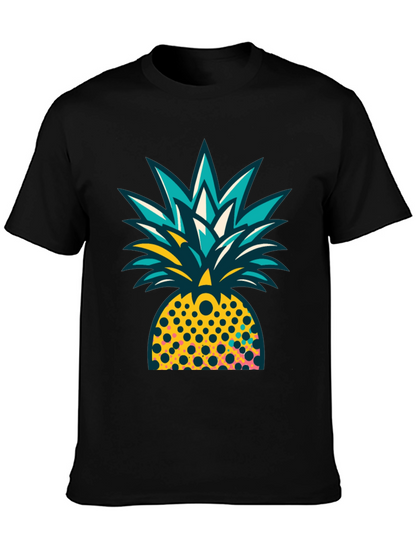 Pineapple Graphic Black T-Shirt - Tropical Design