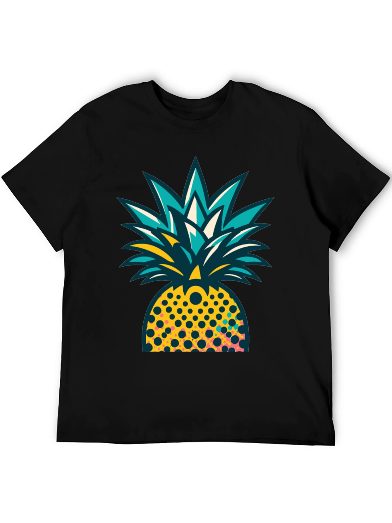 Pineapple Graphic Black T-Shirt - Tropical Design