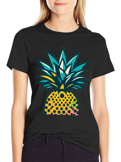 Pineapple Graphic Black T-Shirt - Tropical Design