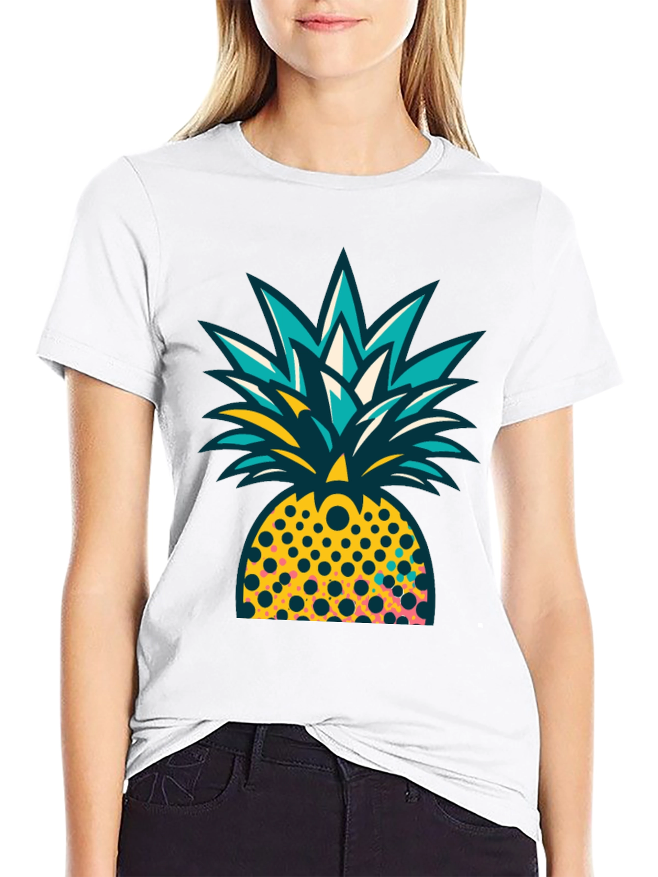 Pineapple Graphic Black T-Shirt - Tropical Design