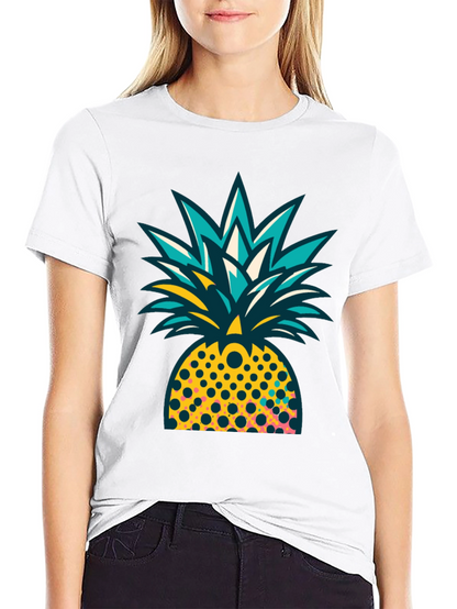 Pineapple Graphic Black T-Shirt - Tropical Design