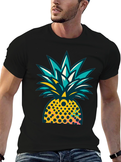 Pineapple Graphic Black T-Shirt - Tropical Design