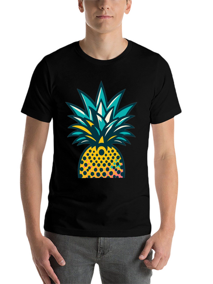 Pineapple Graphic Black T-Shirt - Tropical Design