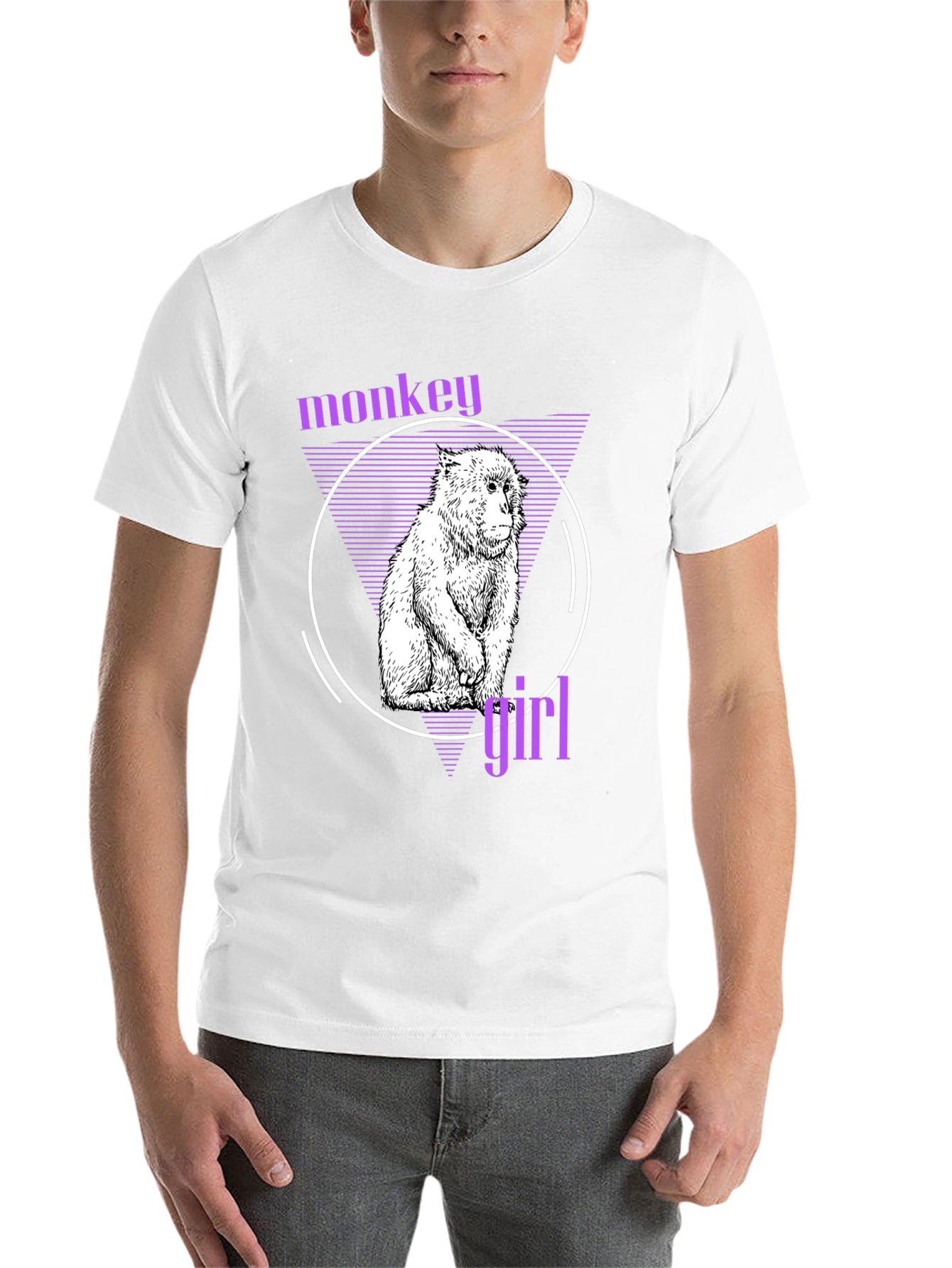 Monkey Girl Graphic Tee - Trendy Black T-Shirt