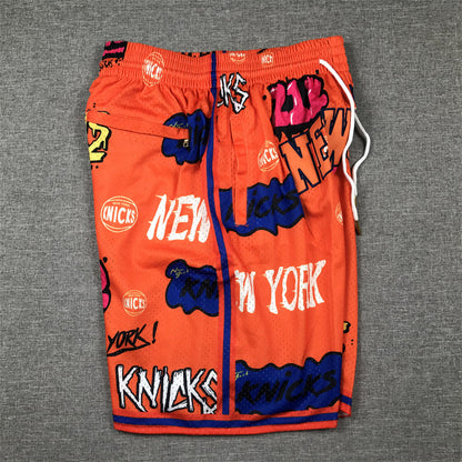Men's New York Knicks Orange Graffiti Edition Pocket Shorts1
