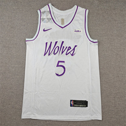 Men's Minnesota Timberwolves Anthony Edwards #5 White Swingman Player Jerseys