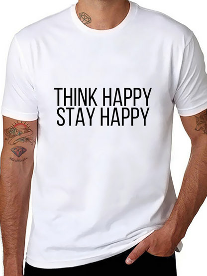 Think Happy Stay Happy Black T-Shirt