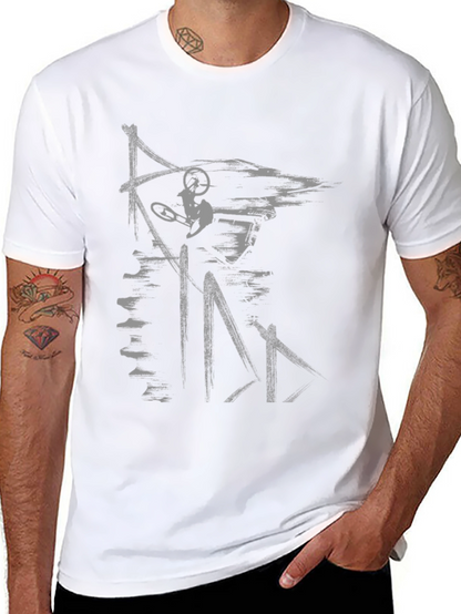 Abstract Mountain Biker Graphic Tee - Black