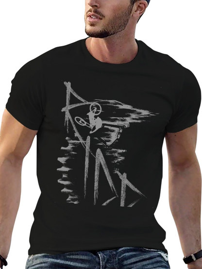 Abstract Mountain Biker Graphic Tee - Black