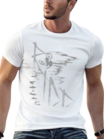 Abstract Mountain Biker Graphic Tee - Black