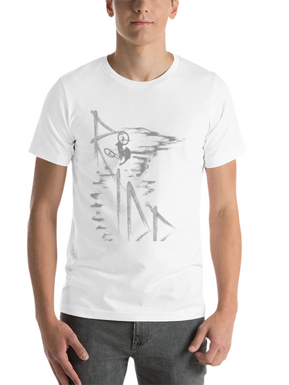 Abstract Mountain Biker Graphic Tee - Black