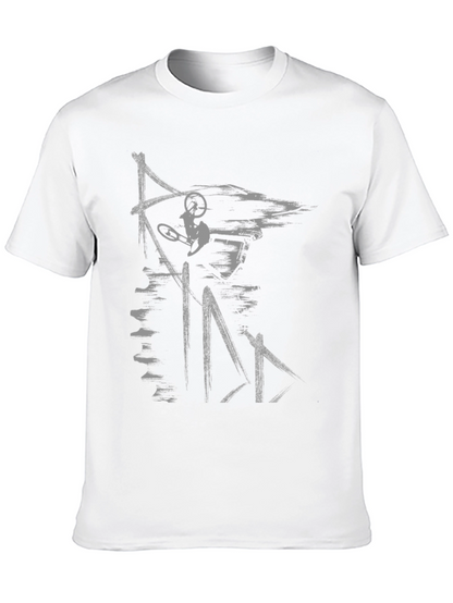 Abstract Mountain Biker Graphic Tee - Black