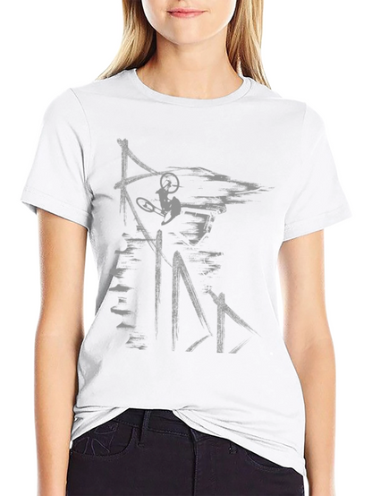 Abstract Mountain Biker Graphic Tee - Black