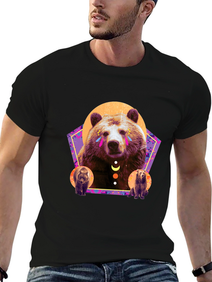 Bear Graphic T-Shirt - Stylish Mens Black Tee
