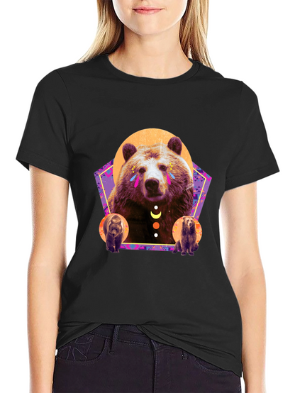 Bear Graphic T-Shirt - Stylish Mens Black Tee
