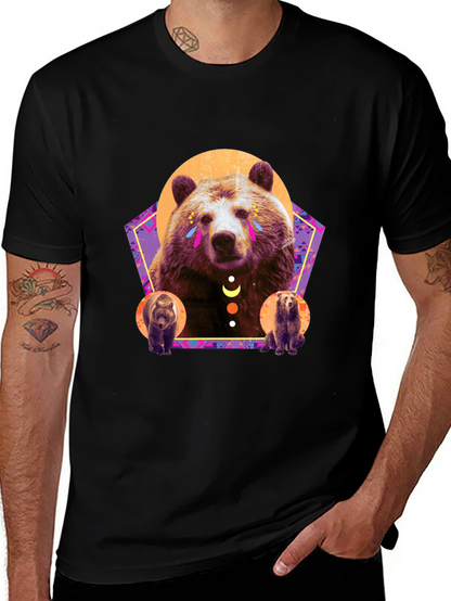 Bear Graphic T-Shirt - Stylish Mens Black Tee