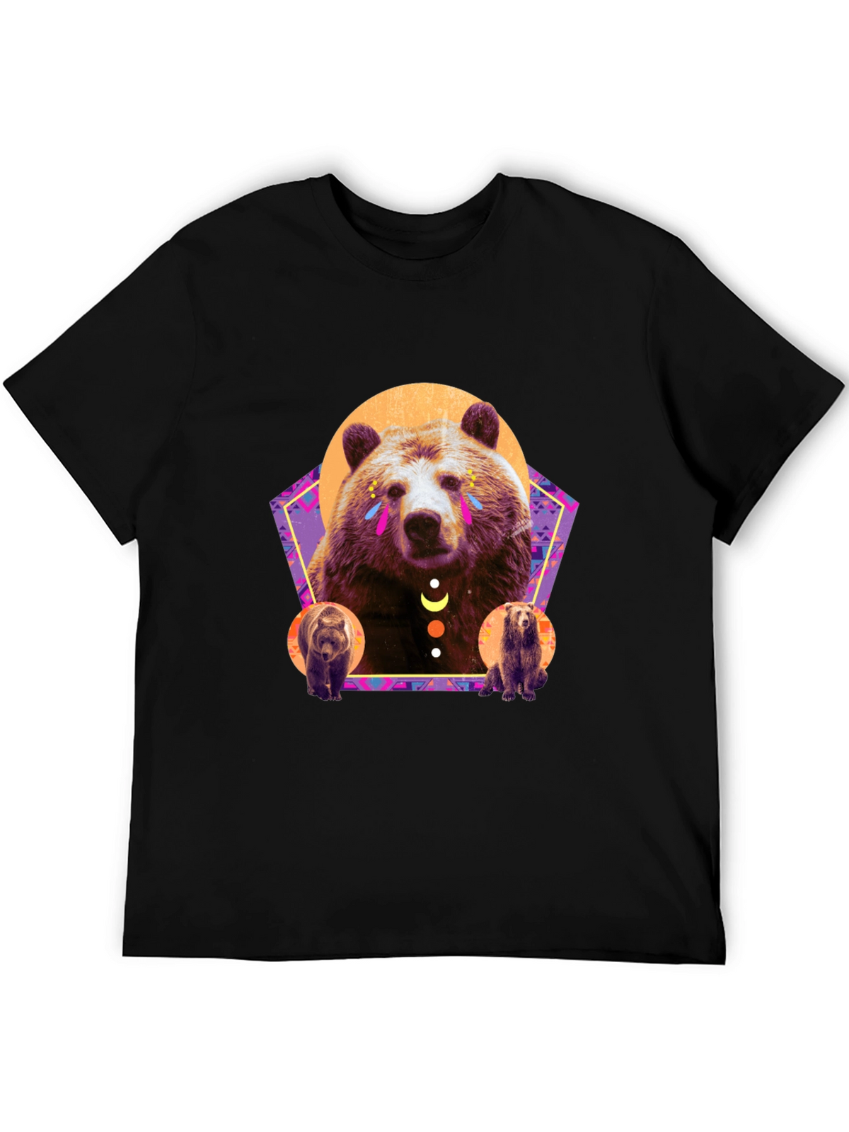 Bear Graphic T-Shirt - Stylish Mens Black Tee