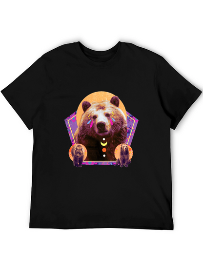 Bear Graphic T-Shirt - Stylish Mens Black Tee