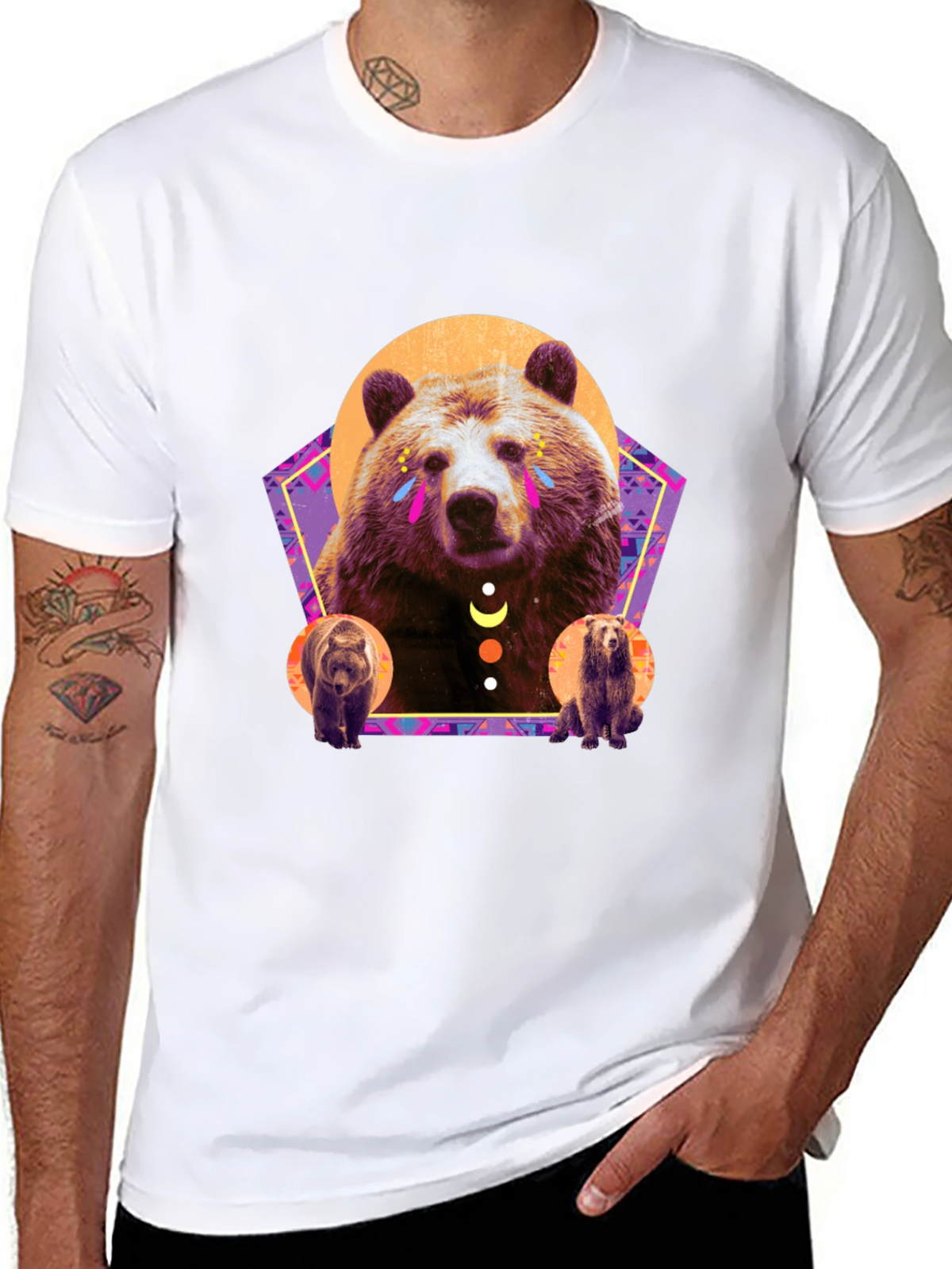 Bear Graphic T-Shirt - Stylish Mens Black Tee