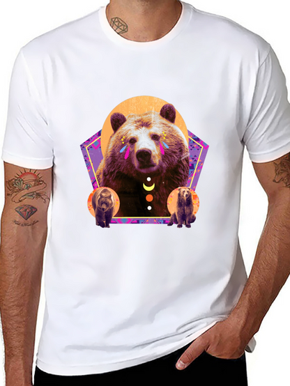 Bear Graphic T-Shirt - Stylish Mens Black Tee