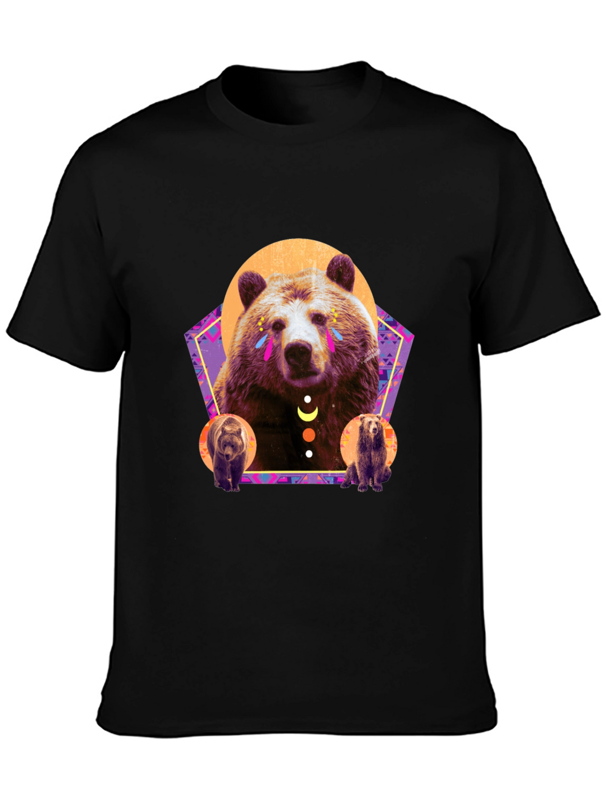 Bear Graphic T-Shirt - Stylish Mens Black Tee