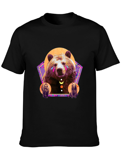Bear Graphic T-Shirt - Stylish Mens Black Tee
