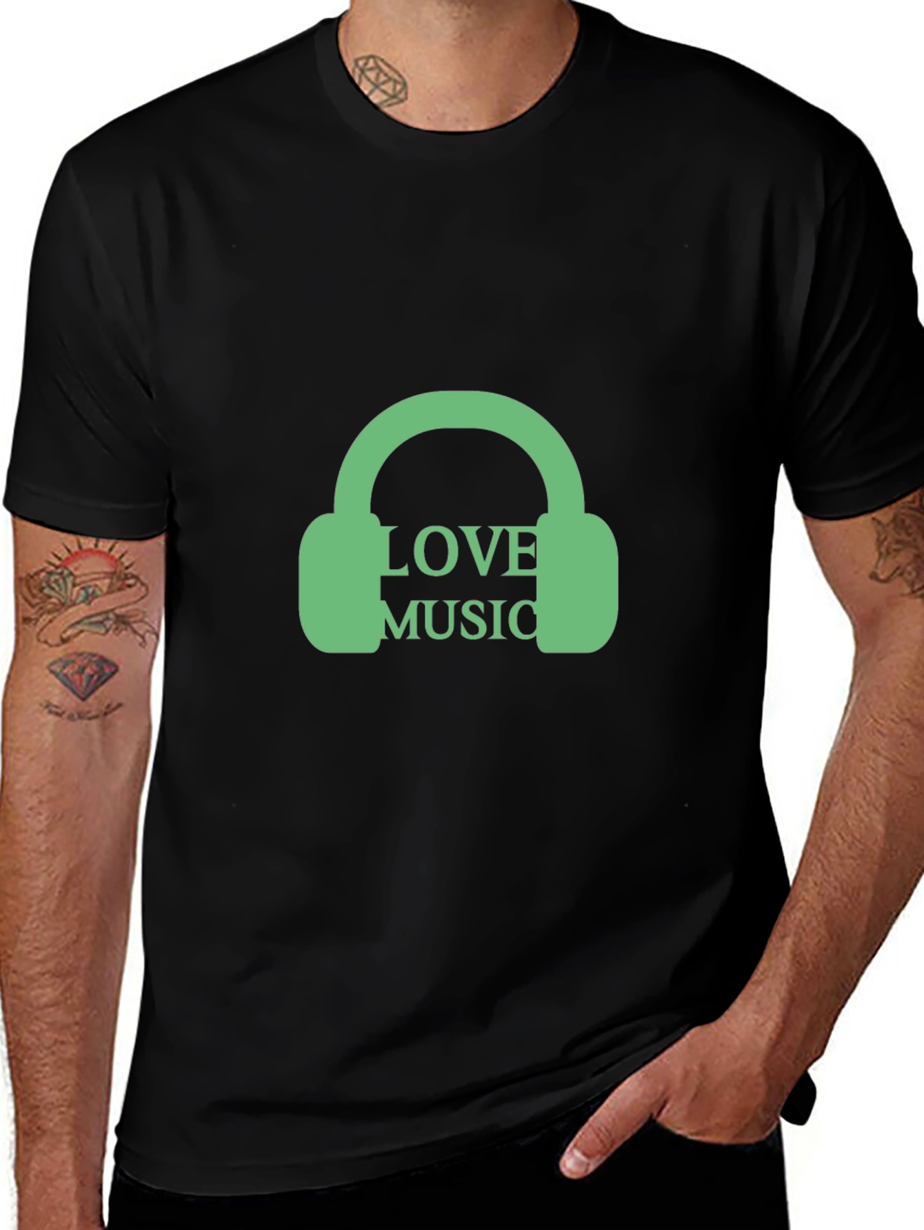 Love Music Graphic Tee - Trendy Black T-Shirt