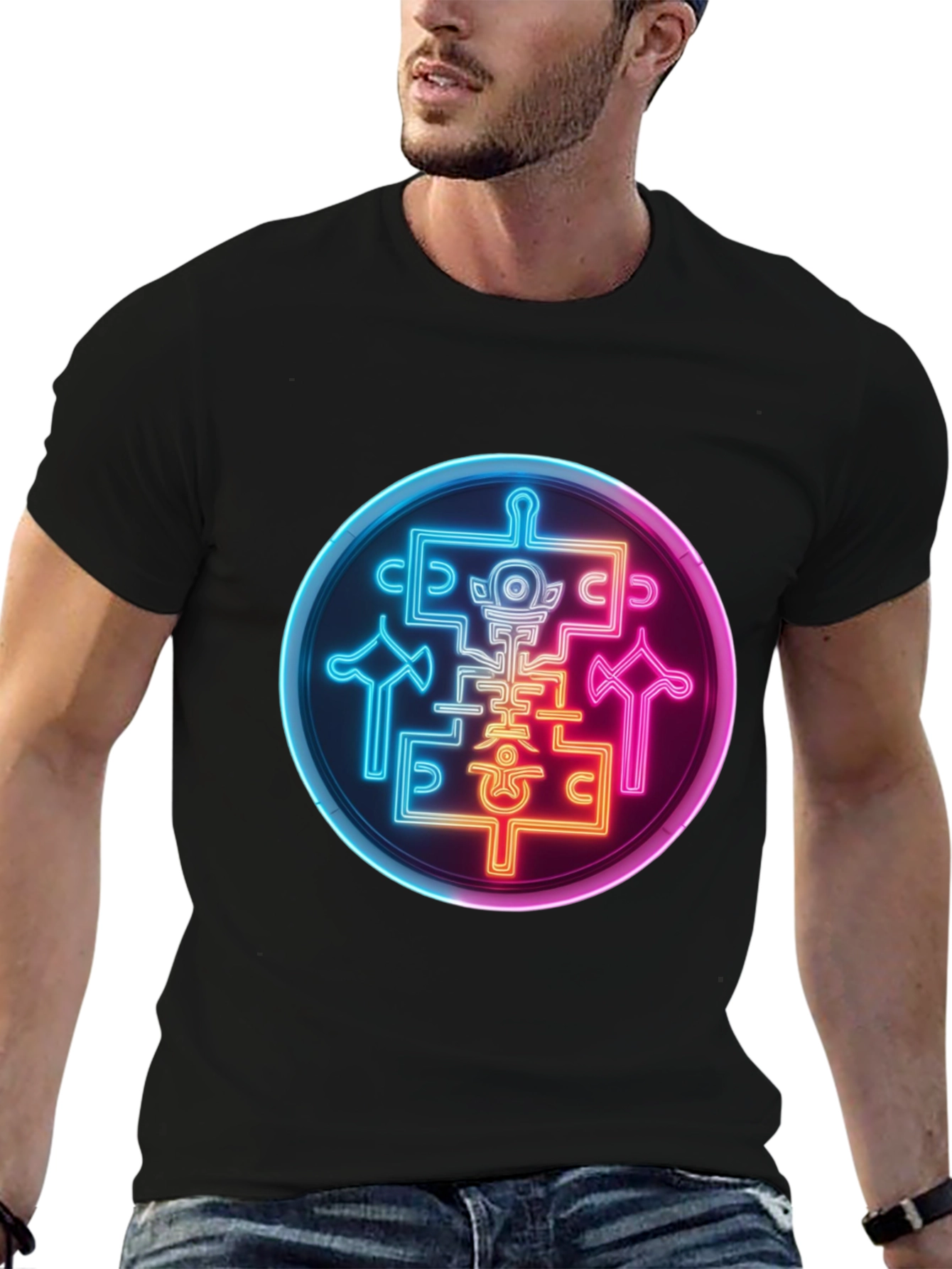 Neon Sigil Graphic Tee - Black
