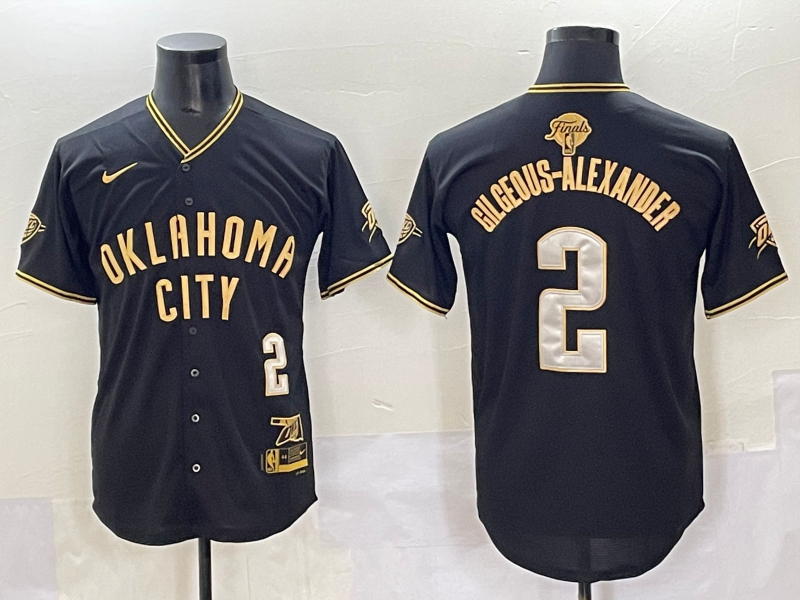 Men's Oklahoma City Thunder Shai Gilgeous-Alexander #2 Black Replica Player Jersey