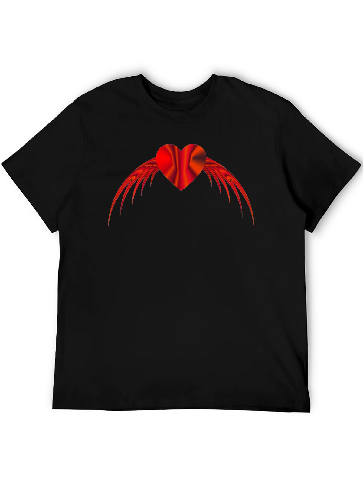 Winged Heart Graphic Tee - Black Cotton Blend