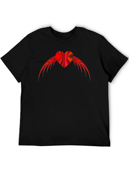 Winged Heart Graphic Tee - Black Cotton Blend