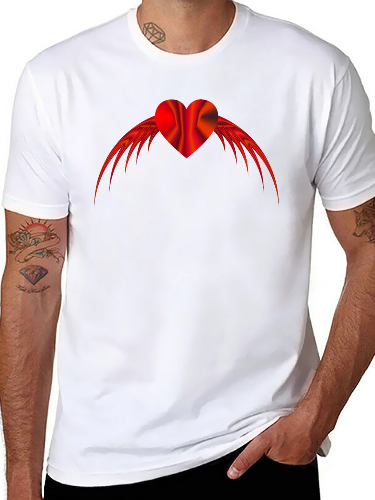 Winged Heart Graphic Tee - Black Cotton Blend