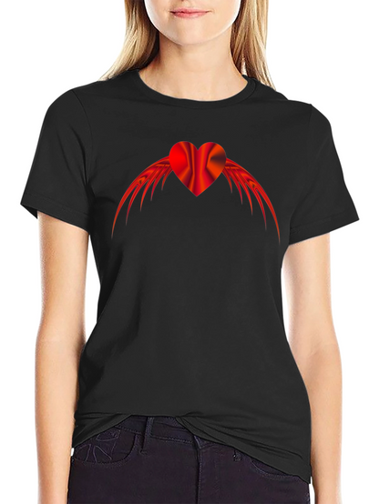 Winged Heart Graphic Tee - Black Cotton Blend