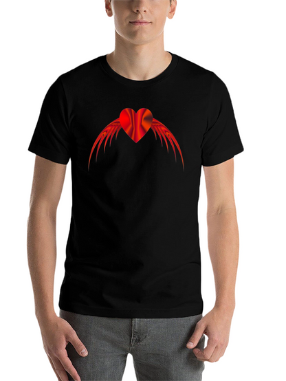 Winged Heart Graphic Tee - Black Cotton Blend