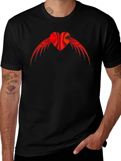 Winged Heart Graphic Tee - Black Cotton Blend