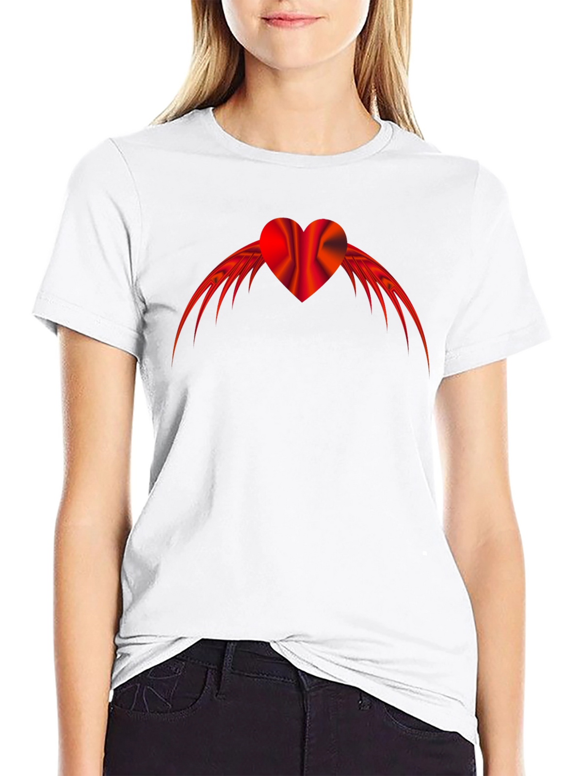 Winged Heart Graphic Tee - Black Cotton Blend
