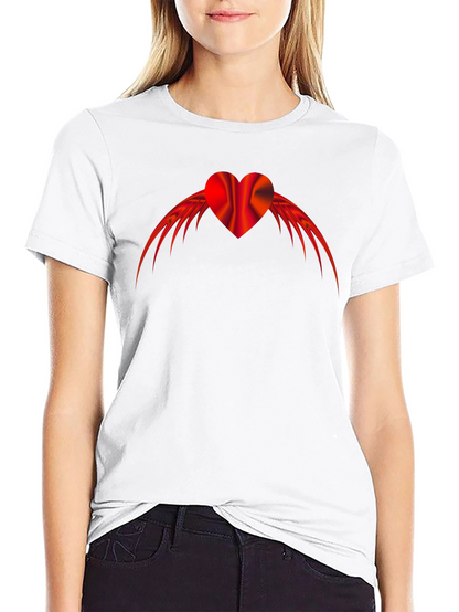 Winged Heart Graphic Tee - Black Cotton Blend